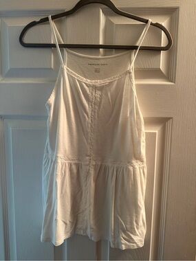 American Eagle Outfitters White Peplum Spaghetti Strap Camisole